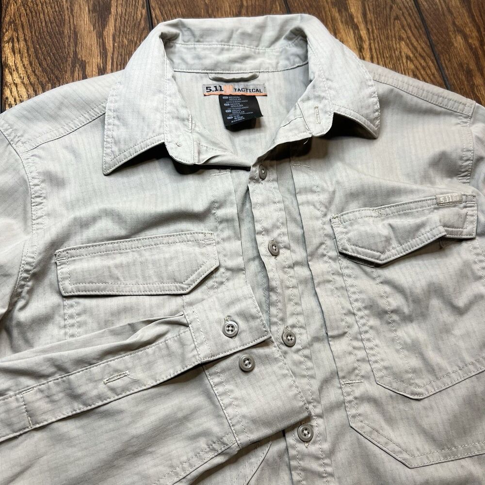 5.11 Tactical Series Beige Khaki Tan Long Sleeve Button Down Utility Medium